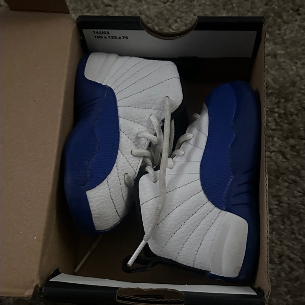 Jordan Kids White and Blue High-Top Sneakers